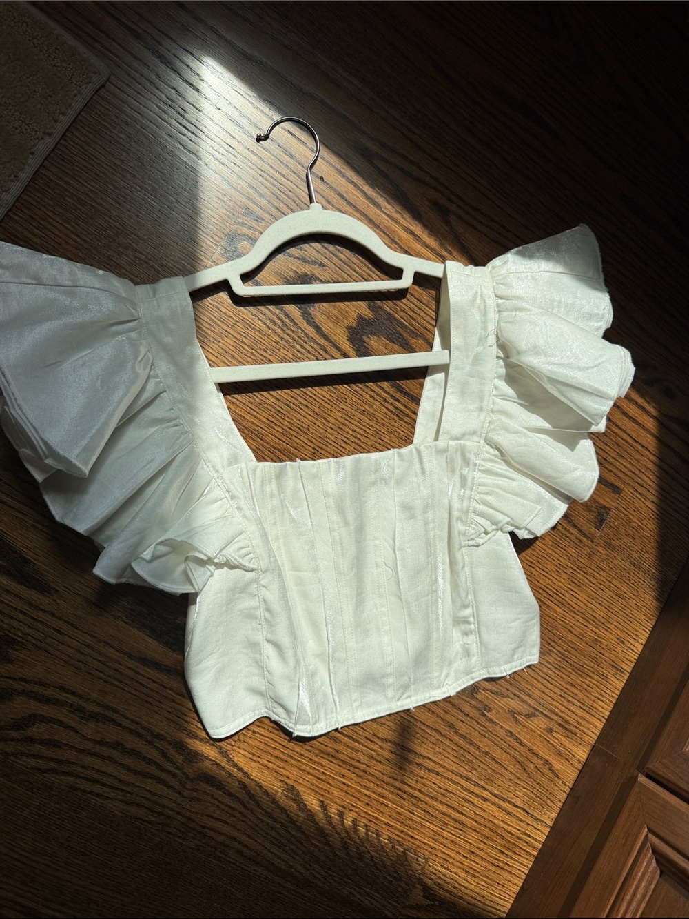 Sofie The Label Ruffle Sleeve Square Neck Crop Top